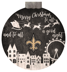 New Orleans Saints Christmas Village 12in Wall Art
