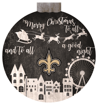 New Orleans Saints Christmas Village 12in Wall Art