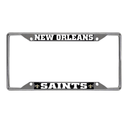 New Orleans Saints Chrome Metal License Plate Frame, 6.25in x 12.25in