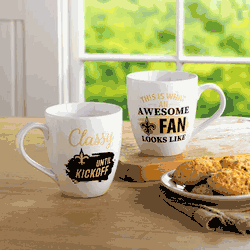 New Orleans Saints Coffee Mug 17oz Ceramic 2 Piece Set with Gift Box