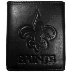 New Orleans Saints Embossed Leather Tri-fold Wallet