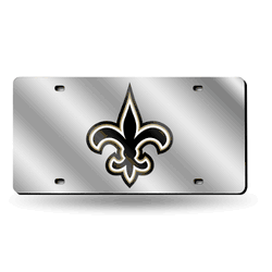 New Orleans Saints Fleur De Lisr 12" x 6" Silver Laser Cut Tag For Car/Truck/SUV
