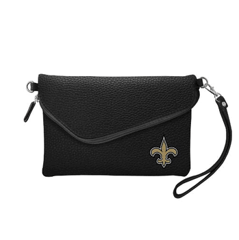 New Orleans Saints Fold Over Crossbody Pebble Black