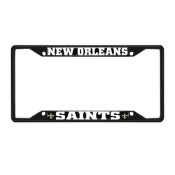 New Orleans Saints Metal License Plate Frame Black Finish