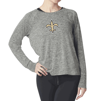 New Orleans Saints NFL Kadi Raglan Long Sleeve Heather Grey XS