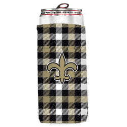 New Orleans Saints Plaid Insulated Slim Can Sleeve