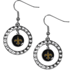 New Orleans Saints Rhinestone Hoop Earrings