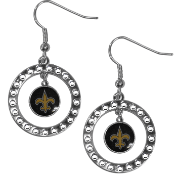 New Orleans Saints Rhinestone Hoop Earrings