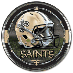 New Orleans Saints Round Chrome Wall Clock