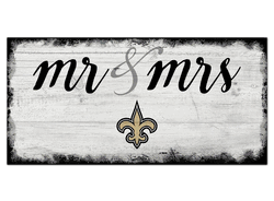 New Orleans Saints Script Mr & Mrs 6x12 Sign