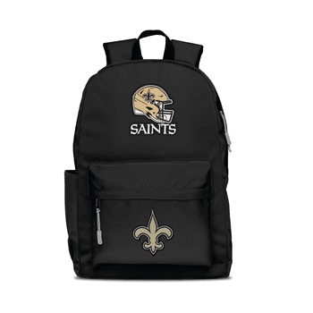 New Orleans Saints Two-Logo Campus Backpack, Black, with Gray Zipper