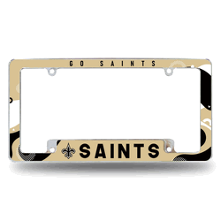 New Orleans Saints Wave 12" x 6" Chrome All Over Automotive License Plate Frame