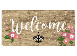 New Orleans Saints Welcome Floral 6x12 Sign