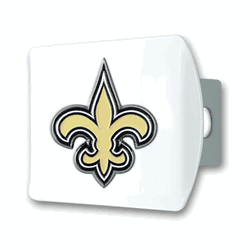 New Orleans Saints White Metal Hitch Cover with  3D Color Emblem