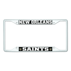 New Orleans Saints White Metal License Plate Frame - 6.25"x12.25"
