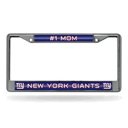 New York Giants #1 Mom 12" x 6" Silver Bling Chrome Car/Truck/SUV Auto Accessory