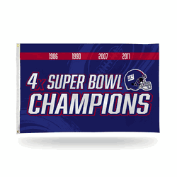 New York Giants 4 Time Super Bowl Champs Banner Flag