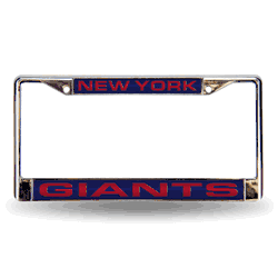 New York Giants Blue 12" x 6" Laser Cut Chrome Frame