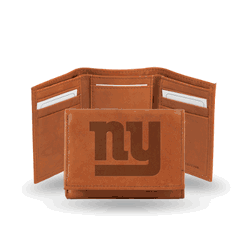 New York Giants  Brown Embossed Genuine Leather Tri-Fold Wallet