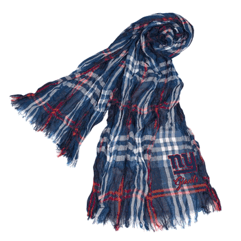 New York Giants Crinkle Scarf Plaid Navy/Red