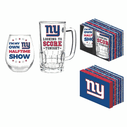 New York Giants Drink Set Boxed 17oz Stemless Wine and 16oz Tankard