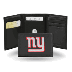 New York Giants  Embroidered Genuine Leather Tri-fold Wallet 3.25" x 4.25" - Slim