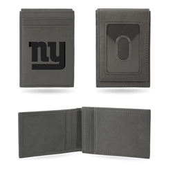 New York Giants Gray Laser Engraved Front Pocket Wallet