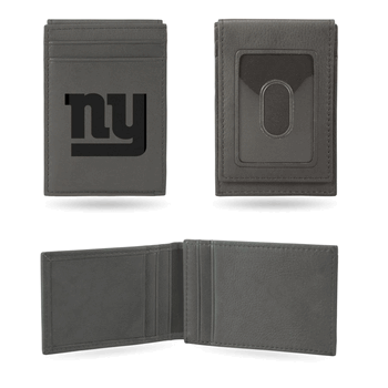 New York Giants Gray Laser Engraved Front Pocket Wallet