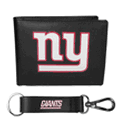New York Giants Leather Bi-fold Wallet & Strap Key Chain