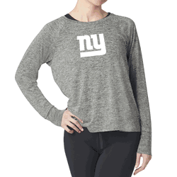 New York Giants NFL Kadi Raglan Long Sleeve Heather Grey Large