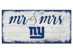New York Giants Script Mr & Mrs 6x12 Sign