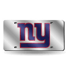 New York Giants Silver 12" x 6" Silver Laser Cut Tag For Car/Truck/SUV