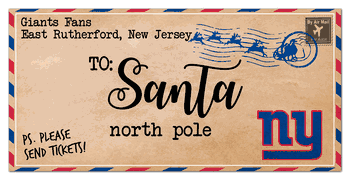New York Giants To Santa 6x12 Sign