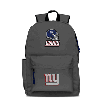 New York Giants Two-Logo Campus Backpack, Gray, with Navy Zipper
