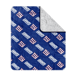 New York Giants White Backed Plush Sherpa Throw 50x60