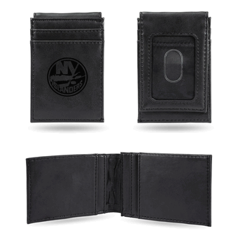 New York Islanders Black Laser Engraved Front Pocket Wallet