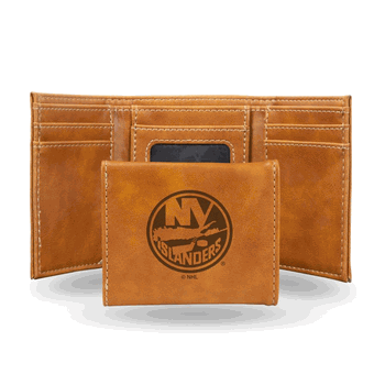 New York Islanders Brown Laser Engraved Faux Leather Trifold