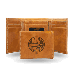 New York Islanders Brown Laser Engraved Tri-Fold Wallet