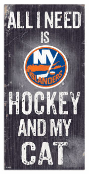 New York Islanders Hockey and My Cat 6x12 Sign