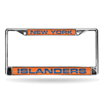 New York Islanders Laser Chrome Frame - Orange Background With Royal Letters