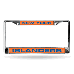 New York Islanders Laser Chrome Frame - Orange Background With Royal Letters
