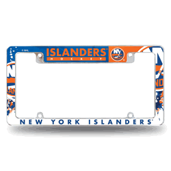 New York Islanders Primary 12" x 6" Chrome All Over Automotive License Plate Frame