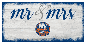 New York Islanders Script Mr & Mrs 6x12 Sign
