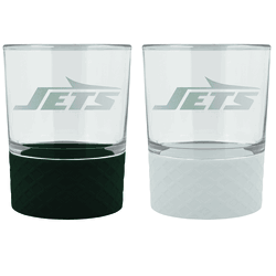 New York Jets 2pc Laser Etched Commissioner Rocks Glass Set