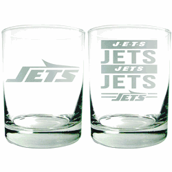New York Jets 2pc Rocks Glass Set