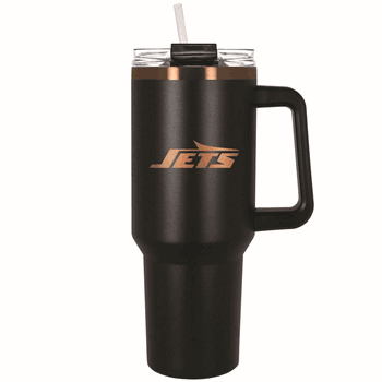 New York Jets 40oz Black and Copper Colossus Travel Mug with Straw