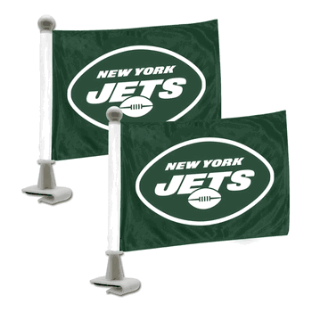 New York Jets Ambassador Car Flags - 2 Pack Mini Auto Flags, 4in X 6in