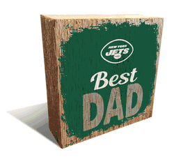 New York Jets Best Dad 6x6 Wood Block