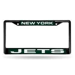 New York Jets Black 12" x 6" Black Laser Cut Chrome Frame