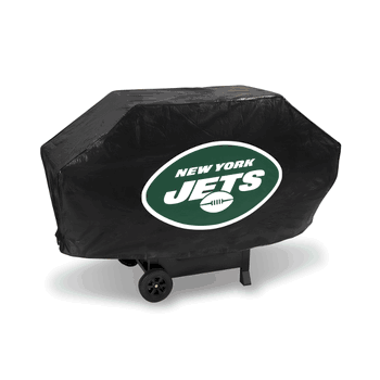 New York Jets Black Deluxe Vinyl Grill Cover - 68